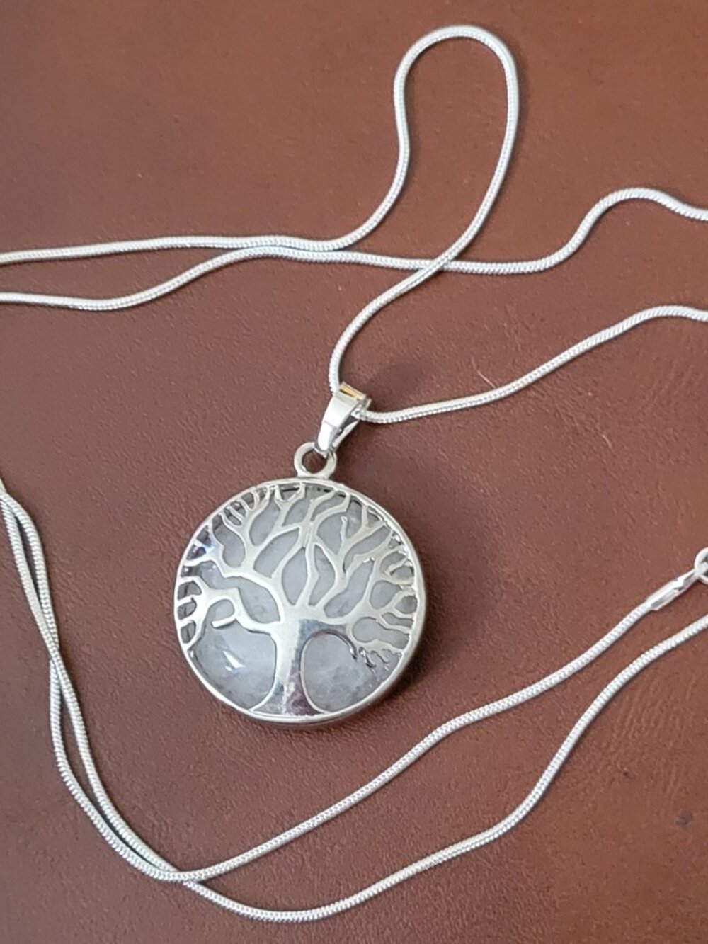 Silver and White Tree of Life Necklace